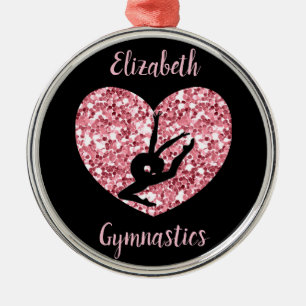 Adorno Metálico Chicas Gimnasia Rosa Oro Personalizado