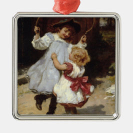 Adorno Metálico Chicas saltando con una pista que salta