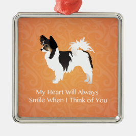 Adorno Metálico Chihuahua de cabello largo pensando en ti