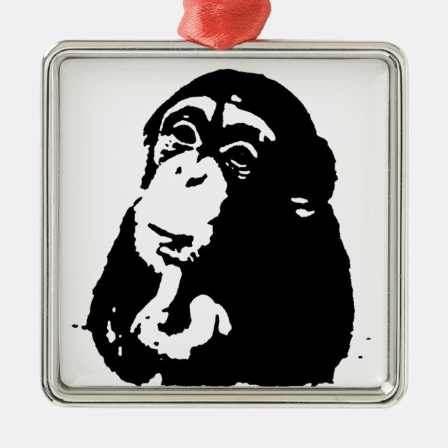 Adorno Metálico Chimpancé de pensamiento de arte pop (Frente)