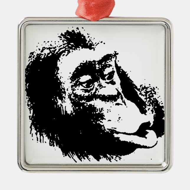 Adorno Metálico Chimpanzee divertido de Pop Art (Frente)