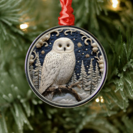 Adorno Metálico Chirstmas de animales de bosque de Lechuza Blanca