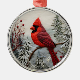 Adorno Metálico Chirstmas de pájaros del cardenal rojo 3D