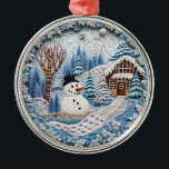 Adorno Metálico Chirstmas de Snowman tridimensional<br><div class="desc">Ornamento Metalizado de Chirstmas de Snowman en 3D</div>