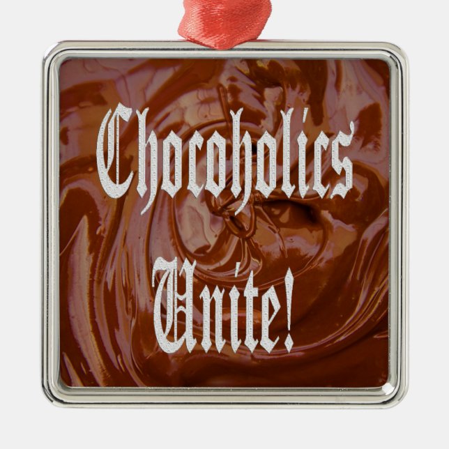 Adorno Metálico Chocoholics Unite Premium Square Ornament (Frente)