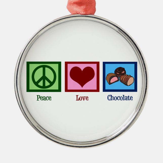 Adorno Metálico Chocolate del amor de la paz (Frente)