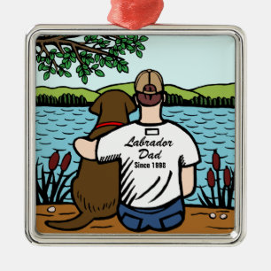 Adorno Metálico Chocolate personalizado Labrador y papá 2