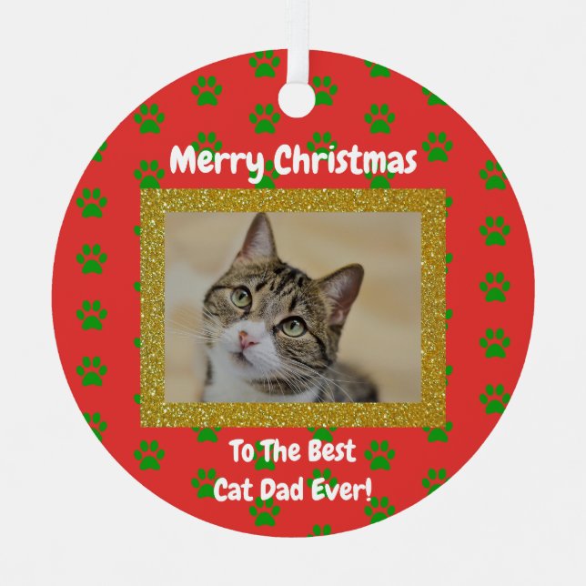 Adorno Metálico Christmas Best Cat Dad Ever Pet Photo