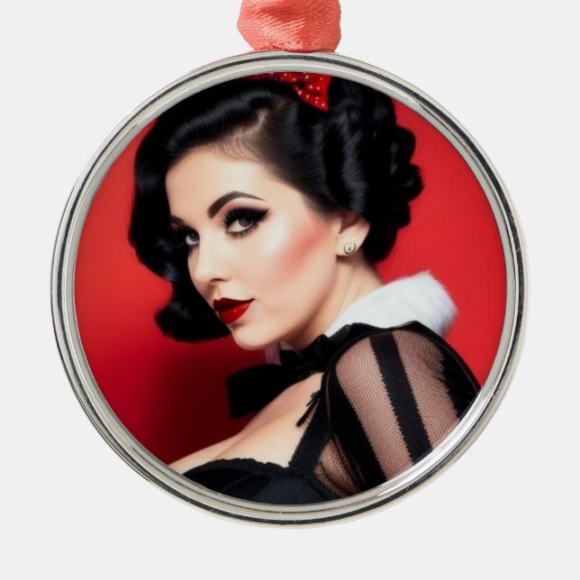 Adorno Metálico Christmas Goth Girl Shy Holiday Ornament (Frente)