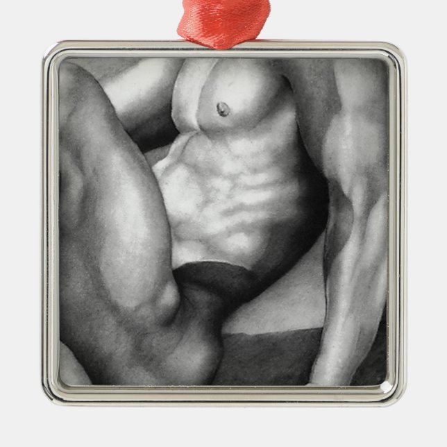 Adorno Metálico Christmas Ornament Fine Art Nude-male Drawing (Frente)