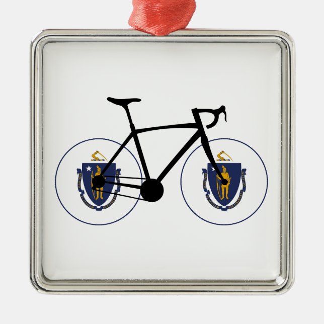 Adorno Metálico Ciclismo con bandera de Massachusetts (Frente)