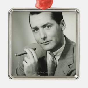 Adorno Metálico Cigarro que fuma del hombre de negocios