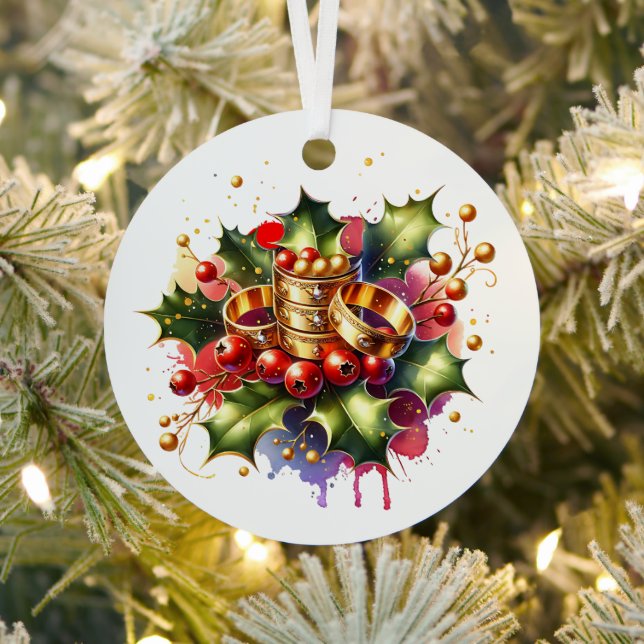 Adorno Metálico Cinco anillos dorados | Doce días de Navidades (in situ)