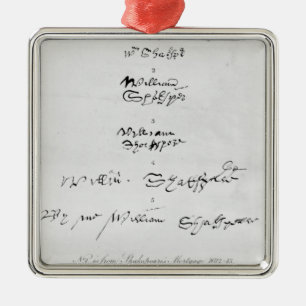 Adorno Metálico Cinco auténticas autógrafas de William Shakespeare