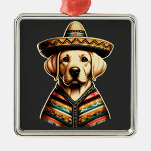 Adorno Metálico Cinco De Mayo Labrador Recuperador Poncho Sombrero