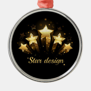 Adorno Metálico Cinco estrellas de oro en negro