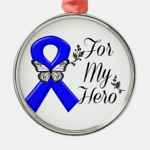 Adorno Metálico Cinta azul de la conciencia para mi héroe