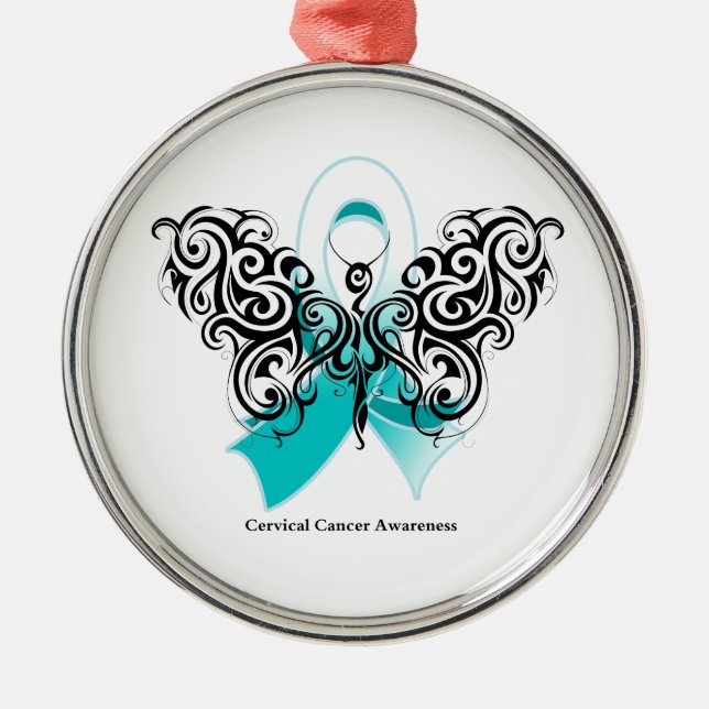 Adorno Metálico Cinta de mariposa tribal de cáncer cervical (Frente)