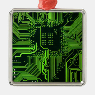 Adorno Metálico Circuito de Computadora Genial Verde