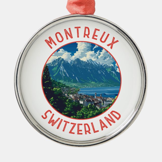 Adorno Metálico Círculo alterado retro de Montreux Suiza (Frente)