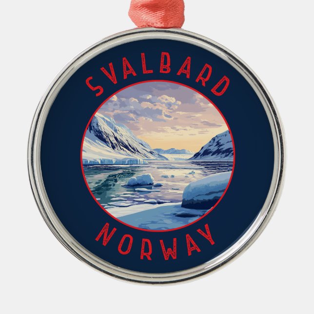 Adorno Metálico Círculo alterado retro de Svalbard Noruega (Frente)
