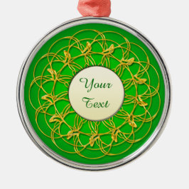 Adorno Metálico Círculo blanco de encaje dorado con texto sobre ve