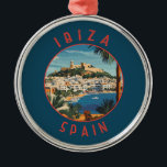 Adorno Metálico Círculo de angustia retro en Ibiza España<br><div class="desc">Diseño de viaje vector retro de Ibiza. Ibiza es una de las islas Baleares,  un archipiélago de España en el Mar Mediterráneo.</div>