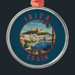 Adorno Metálico Círculo de angustia retro en Ibiza España<br><div class="desc">Diseño de viaje vector retro de Ibiza. Ibiza es una de las islas Baleares,  un archipiélago de España en el Mar Mediterráneo.</div>