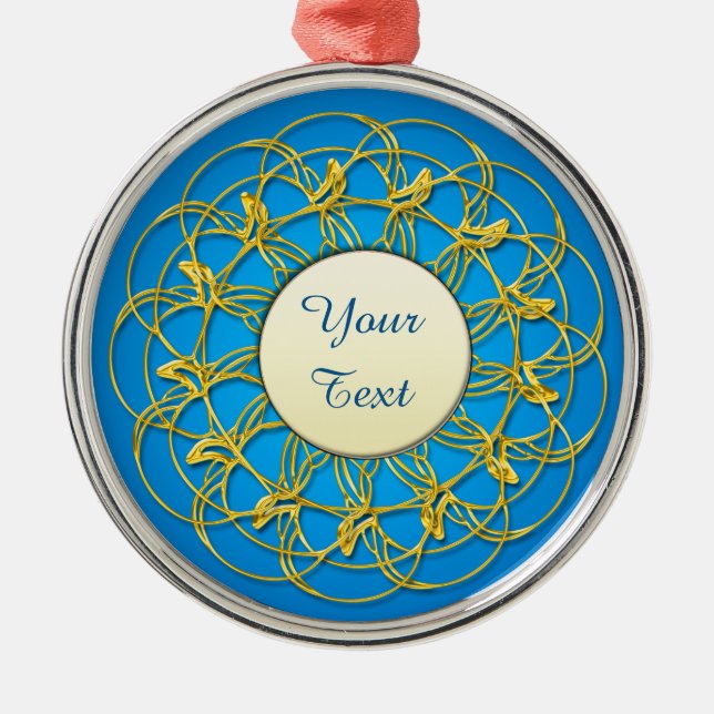 Adorno Metálico Círculo de encaje dorado con círculo blanco con te (Frente)