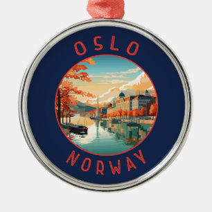 Adorno Metálico Círculo en peligro retro de Oslo en Noruega