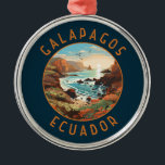 Adorno Metálico Círculo retro de las Islas Galápagos<br><div class="desc">Islas Galápagos en un estilo de arte vectorial. Las Islas Galápagos son un archipiélago volcánico en el Océano Pacífico. Es considerado uno de los destinos más importantes del mundo para la observación de la vida salvaje.</div>