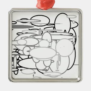 Adorno Metálico Círculos de gris blanco negro, arte digital de los