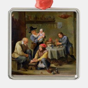 Adorno Metálico Cirujano que tiende al pie de un viejo hombre