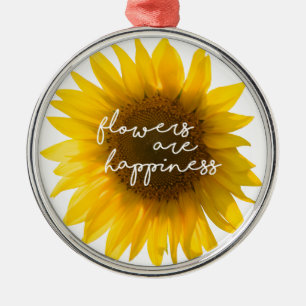 Adorno Metálico Cita de girasol "las flores son felicidad"