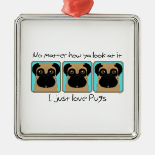 Adorno Metálico Cita de Love Pugs y graciosos insectos mirando a s