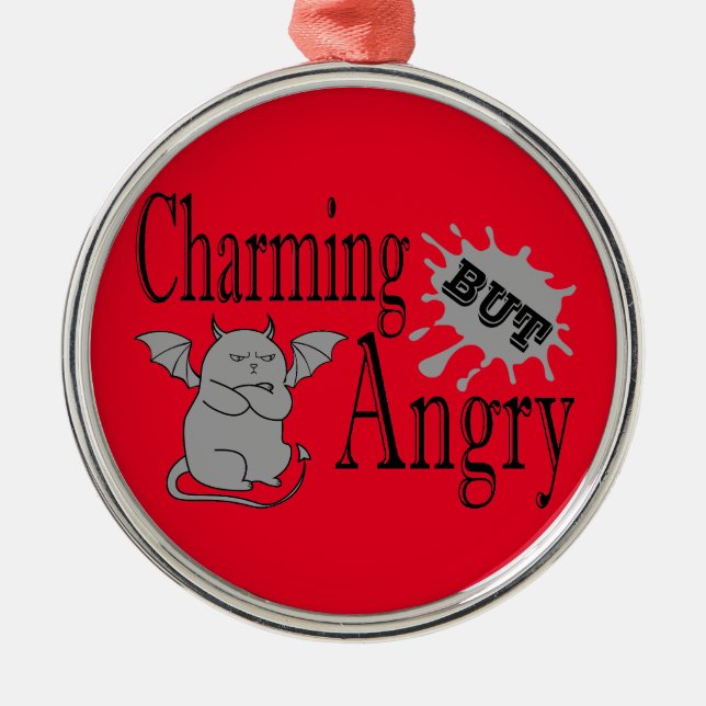 Adorno Metálico Cita divertida de un pequeño gato endemoniado, enc (Frente)