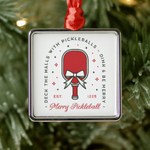 Adorno Metálico Citas divertidas de pickleball de Navidad estética