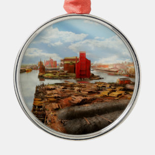 Adorno Metálico Ciudad - Buffalo NY - Arroyos y Elevadores 1900