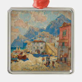 Adorno Metálico Ciudad costera de España (Paisaje español vintage)