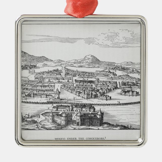 Adorno Metálico Ciudad de México debajo del conquistador (Frente)