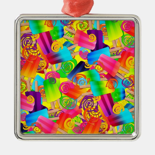 Adorno Metálico CKC Popsicle Swirls,Ornamento De Presión Amarillo- (Frente)
