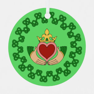 Adorno Metálico Claddagh y Green Knotwork