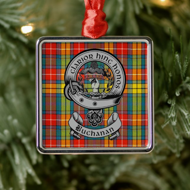Adorno Metálico Clan Buchanan Escudo Badge & Tartán (Árbol)
