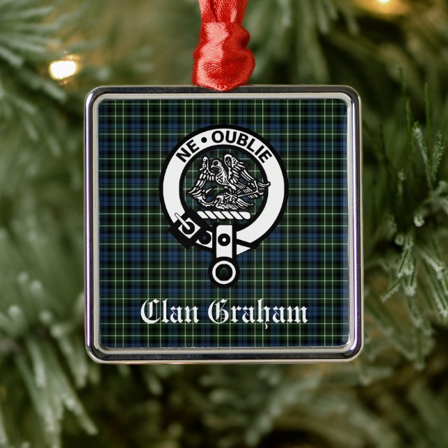 Adorno Metálico Clan Graham Montrose Tartan y Escudo Personalizada (Árbol)
