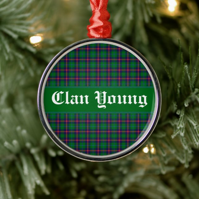 Adorno Metálico Clan Young Tartan Plaid Personalizado (Árbol)
