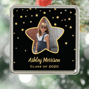 Adorno Metálico Clase de 2023 Elegante Graduación de Foto de Gradu