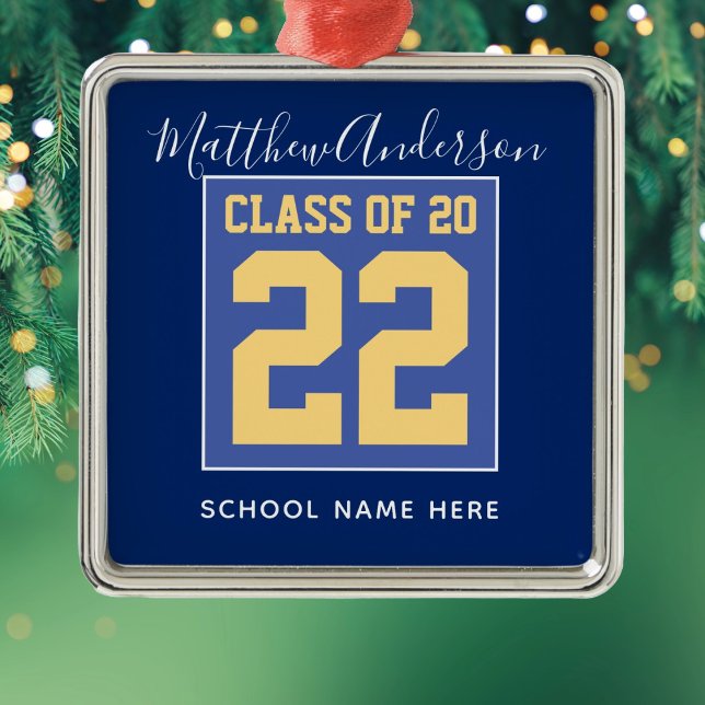 Adorno Metálico Clase de 2023 Elegante Graduación Real Azul y Oro (Subido por el creador)
