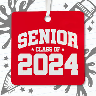 Adorno Metálico Clase de 2024 Graduación de secundaria en 2024