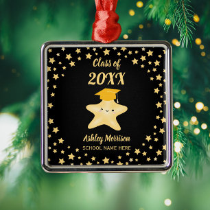 Adorno Metálico Clase de Graduación 2023 Cute Black and Gold Star