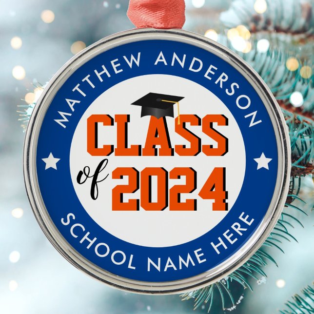Adorno Metálico Clase de Graduación Azul y Naranja 2024 (Subido por el creador)